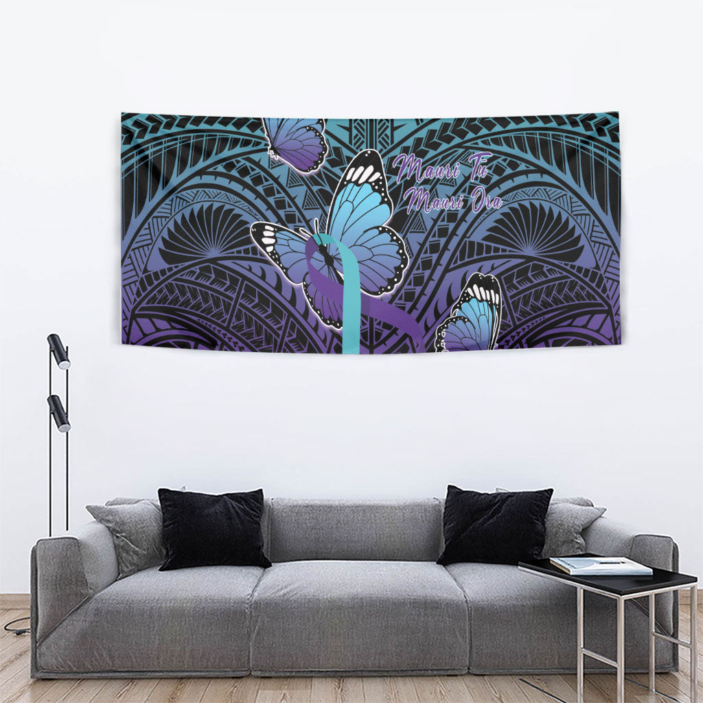 New Zealand Suicide Prevention Month Tapestry Maori Mauri Tu Mauri Ora Polynesian Pattern LT22 - Polynesian Pride