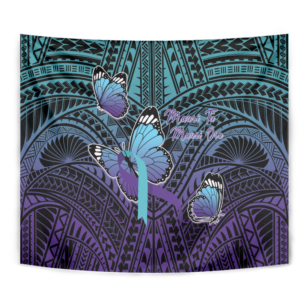 New Zealand Suicide Prevention Month Tapestry Maori Mauri Tu Mauri Ora Polynesian Pattern LT22 - Polynesian Pride