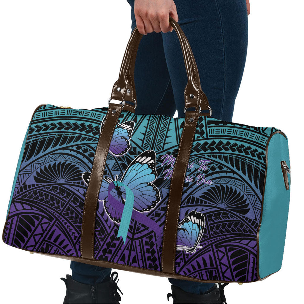 New Zealand Suicide Prevention Month Travel Bag Maori Mauri Tu Mauri Ora Polynesian Pattern LT22 - Polynesian Pride