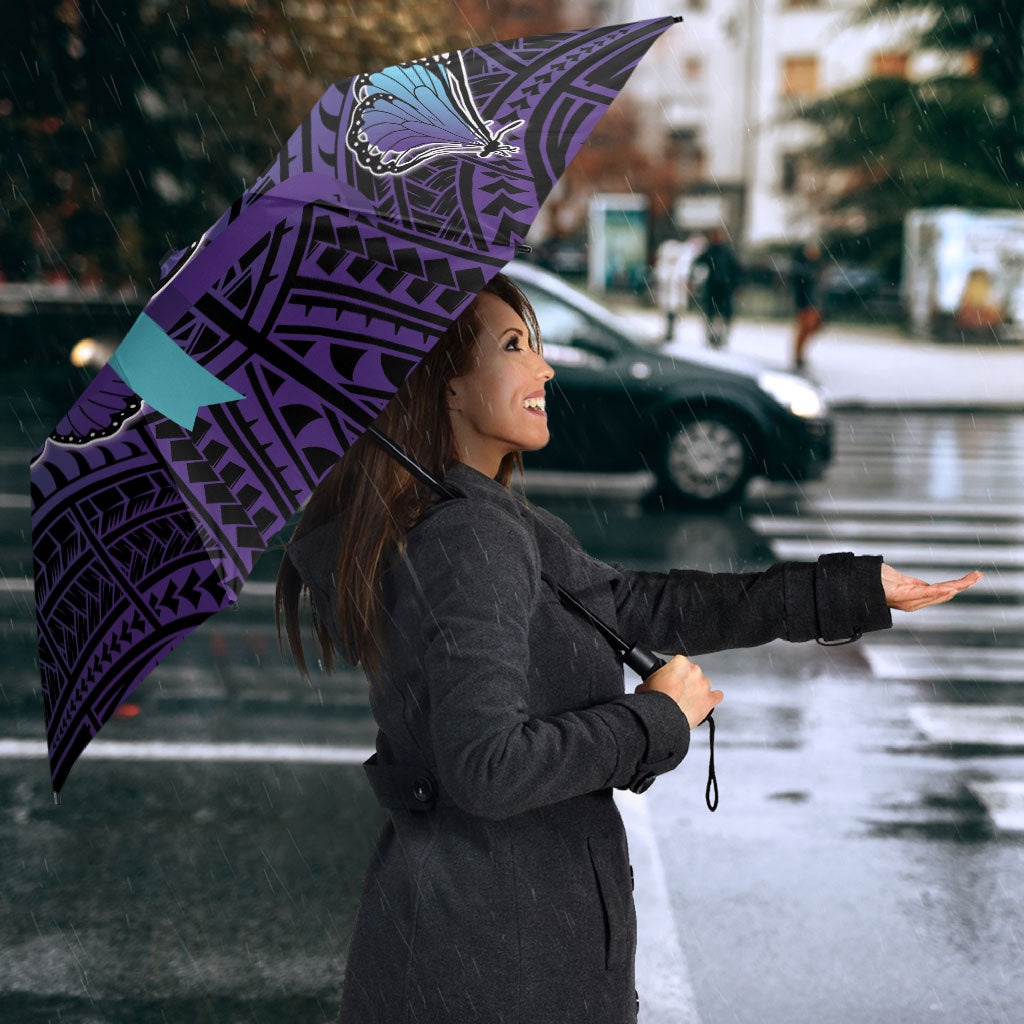 New Zealand Suicide Prevention Month Umbrella Maori Mauri Tu Mauri Ora Polynesian Pattern LT22 - Polynesian Pride