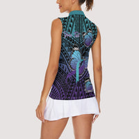 Personalised New Zealand Suicide Prevention Month Women Sleeveless Polo Shirt Maori Mauri Tu Mauri Ora Polynesian Pattern LT22 - Polynesian Pride