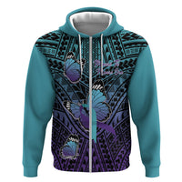 Personalised New Zealand Suicide Prevention Month Zip Hoodie Maori Mauri Tu Mauri Ora Polynesian Pattern LT22 Zip Hoodie Teal - Polynesian Pride