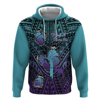 Personalised New Zealand Suicide Prevention Month Zip Hoodie Maori Mauri Tu Mauri Ora Polynesian Pattern LT22 Pullover Hoodie Teal - Polynesian Pride
