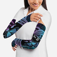 Personalised Polynesia Suicide Prevention Month Arm Sleeves Semicolon Butterfly Never Give Up Polynesian Pattern LT22 - Polynesian Pride