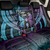 Polynesia Suicide Prevention Month Back Car Seat Cover Semicolon Butterfly Never Give Up Polynesian Pattern LT22 - Polynesian Pride