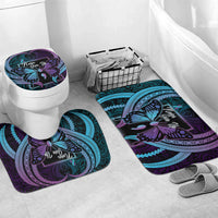 Polynesia Suicide Prevention Month Bathroom Set Semicolon Butterfly Never Give Up Polynesian Pattern LT22 Mat Set Only (3 pcs) One Size Teal - Polynesian Pride