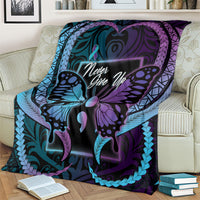 Polynesia Suicide Prevention Month Blanket Semicolon Butterfly Never Give Up Polynesian Pattern LT22 - Polynesian Pride