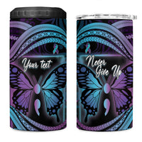 Personalised Polynesia Suicide Prevention Month 4 in 1 Can Cooler Tumbler Semicolon Butterfly Never Give Up Polynesian Pattern LT22 One Size: 16 oz Teal - Polynesian Pride