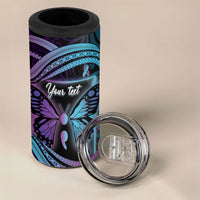 Personalised Polynesia Suicide Prevention Month 4 in 1 Can Cooler Tumbler Semicolon Butterfly Never Give Up Polynesian Pattern LT22 - Polynesian Pride