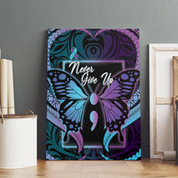 Polynesia Suicide Prevention Month Canvas Wall Art Semicolon Butterfly Never Give Up Polynesian Pattern LT22 - Polynesian Pride