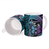 Personalised Polynesia Suicide Prevention Month Ceramic Mug Semicolon Butterfly Never Give Up Polynesian Pattern LT22 - Polynesian Pride