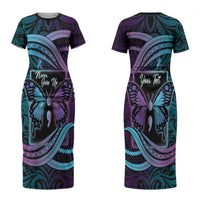 Personalised Polynesia Suicide Prevention Month Couples Matching Short Sleeve Bodycon Dress and Hawaiian Shirt Semicolon Butterfly Never Give Up Polynesian Pattern LT22 - Polynesian Pride