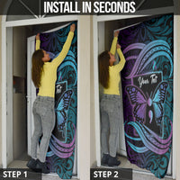 Personalised Polynesia Suicide Prevention Month Door Cover Semicolon Butterfly Never Give Up Polynesian Pattern LT22 - Polynesian Pride