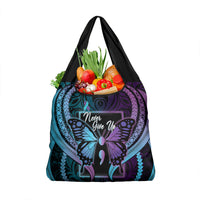 Polynesia Suicide Prevention Month Grocery Bag Semicolon Butterfly Never Give Up Polynesian Pattern LT22 1-pack One Size Teal - Polynesian Pride