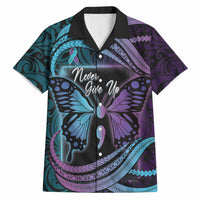 Personalised Polynesia Suicide Prevention Month Hawaiian Shirt Semicolon Butterfly Never Give Up Polynesian Pattern LT22 Teal - Polynesian Pride