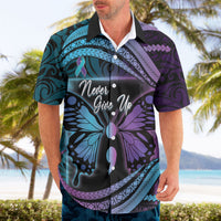 Personalised Polynesia Suicide Prevention Month Hawaiian Shirt Semicolon Butterfly Never Give Up Polynesian Pattern LT22 - Polynesian Pride
