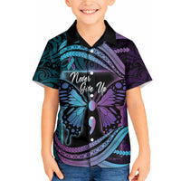 Personalised Polynesia Suicide Prevention Month Hawaiian Shirt Semicolon Butterfly Never Give Up Polynesian Pattern LT22 - Polynesian Pride