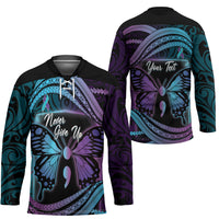 Personalised Polynesia Suicide Prevention Month Hockey Jersey Semicolon Butterfly Never Give Up Polynesian Pattern LT22 - Polynesian Pride