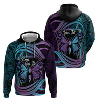 Personalised Polynesia Suicide Prevention Month Hoodie Semicolon Butterfly Never Give Up Polynesian Pattern LT22 - Polynesian Pride