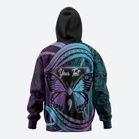 Personalised Polynesia Suicide Prevention Month Hoodie Semicolon Butterfly Never Give Up Polynesian Pattern LT22 - Polynesian Pride