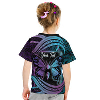 Personalised Polynesia Suicide Prevention Month Kid T Shirt Semicolon Butterfly Never Give Up Polynesian Pattern LT22 - Polynesian Pride