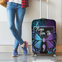 Polynesia Suicide Prevention Month Luggage Cover Semicolon Butterfly Never Give Up Polynesian Pattern LT22 - Polynesian Pride