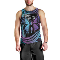 Personalised Polynesia Suicide Prevention Month Men Tank Top Semicolon Butterfly Never Give Up Polynesian Pattern LT22 - Polynesian Pride