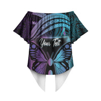Personalised Polynesia Suicide Prevention Month Off Shoulder Wrap Waist Top Semicolon Butterfly Never Give Up Polynesian Pattern LT22 - Polynesian Pride