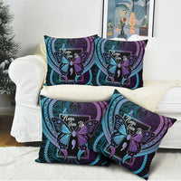 Polynesia Suicide Prevention Month Pillow Cover Semicolon Butterfly Never Give Up Polynesian Pattern LT22 - Polynesian Pride