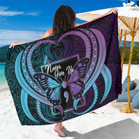 Polynesia Suicide Prevention Month Sarong Semicolon Butterfly Never Give Up Polynesian Pattern LT22 One Size 44 x 66 inches Teal - Polynesian Pride