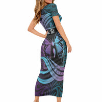 Personalised Polynesia Suicide Prevention Month Short Sleeve Bodycon Dress Semicolon Butterfly Never Give Up Polynesian Pattern LT22 - Polynesian Pride