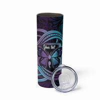 Personalised Polynesia Suicide Prevention Month Skinny Tumbler Semicolon Butterfly Never Give Up Polynesian Pattern LT22 - Polynesian Pride