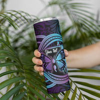 Personalised Polynesia Suicide Prevention Month Skinny Tumbler Semicolon Butterfly Never Give Up Polynesian Pattern LT22 - Polynesian Pride