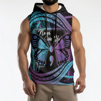 Personalised Polynesia Suicide Prevention Month Sleeveless Hoodie Semicolon Butterfly Never Give Up Polynesian Pattern LT22 - Polynesian Pride