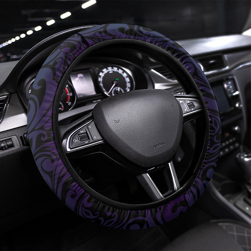 Polynesia Suicide Prevention Month Steering Wheel Cover Semicolon Butterfly Never Give Up Polynesian Pattern