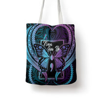Polynesia Suicide Prevention Month Tote Bag Semicolon Butterfly Never Give Up Polynesian Pattern LT22 - Polynesian Pride