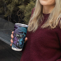 Personalised Polynesia Suicide Prevention Month Tumbler Cup Semicolon Butterfly Never Give Up Polynesian Pattern LT22 - Polynesian Pride