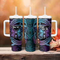 Personalised Polynesia Suicide Prevention Month Tumbler With Handle Semicolon Butterfly Never Give Up Polynesian Pattern LT22 - Polynesian Pride