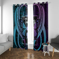 Polynesia Suicide Prevention Month Window Curtain Semicolon Butterfly Never Give Up Polynesian Pattern LT22 With Grommets Teal - Polynesian Pride
