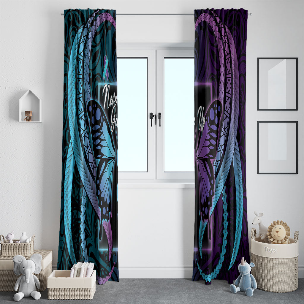 Polynesia Suicide Prevention Month Window Curtain Semicolon Butterfly Never Give Up Polynesian Pattern LT22 - Polynesian Pride