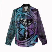 Personalised Polynesia Suicide Prevention Month Women Casual Shirt Semicolon Butterfly Never Give Up Polynesian Pattern LT22 - Polynesian Pride