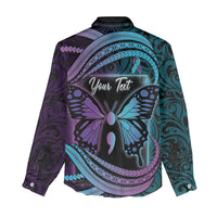 Personalised Polynesia Suicide Prevention Month Women Casual Shirt Semicolon Butterfly Never Give Up Polynesian Pattern LT22 - Polynesian Pride