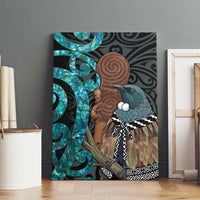 New Zealand Tui Bird Wahaika Canvas Wall Art Maori Weapon Paua Shell Koru Pattern