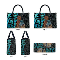 New Zealand Tui Bird Wahaika Leather Bag Maori Weapon Paua Shell Koru Pattern