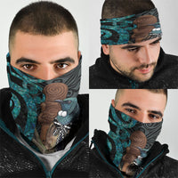 New Zealand Tui Bird Wahaika Neck Gaiter Maori Weapon Paua Shell Koru Pattern
