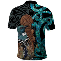 New Zealand Tui Bird Wahaika Polo Shirt Maori Weapon Paua Shell Koru Pattern