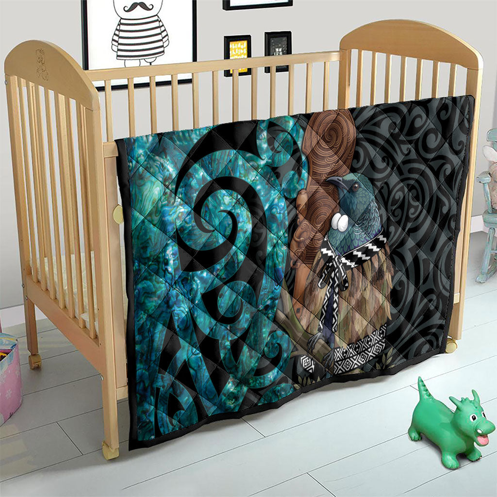 New Zealand Tui Bird Wahaika Quilt Maori Weapon Paua Shell Koru Pattern