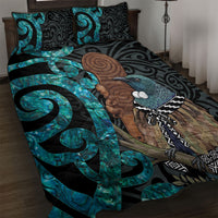 New Zealand Tui Bird Wahaika Quilt Bed Set Maori Weapon Paua Shell Koru Pattern