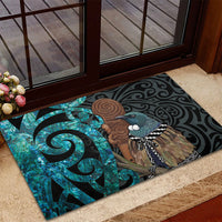 New Zealand Tui Bird Wahaika Rubber Doormat Maori Weapon Paua Shell Koru Pattern