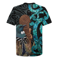 New Zealand Tui Bird Wahaika Rugby Jersey Maori Weapon Paua Shell Koru Pattern